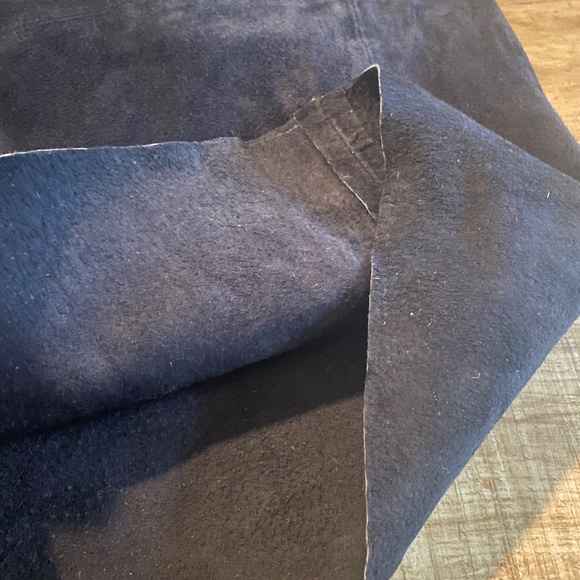 ZARA Navy Blue Wide-Leg Suede Culottes with Pockets Size Medium - Picture 7 of 16